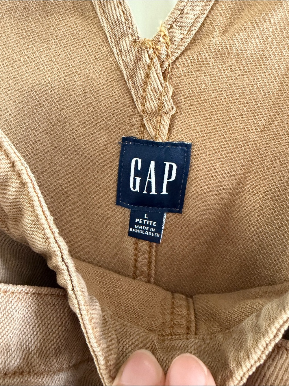 GAP Tan Wide-Leg Overalls LARGE PETITE - Picture 3 of 4